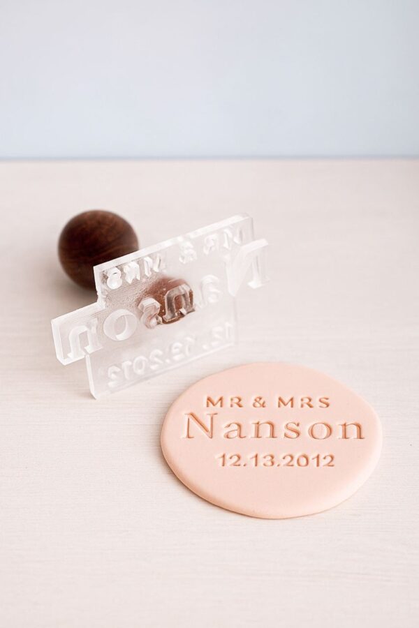 Wedding Acrylic Stamp with Custom Names Date and Location